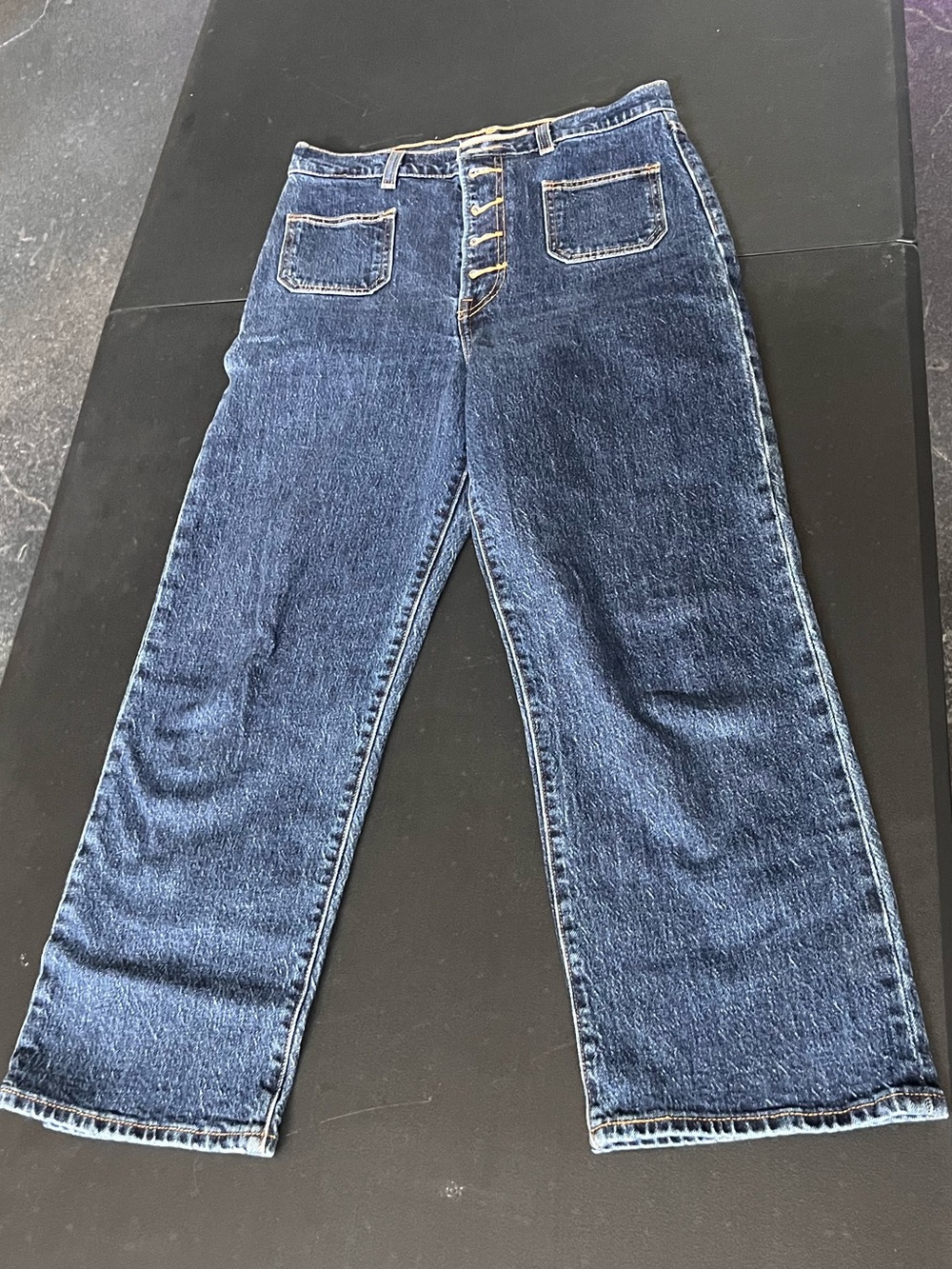 Levi’s Ribcage Dark Wash Straight-Leg Jeans